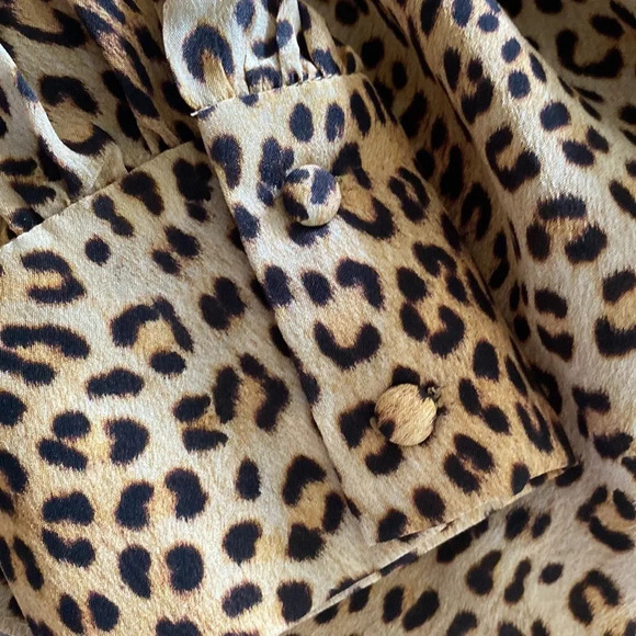 Ramy Brook sz S cheetah 🐆 print silk long sleeve blouse with tie at collar EUC - Picture 7 of 8